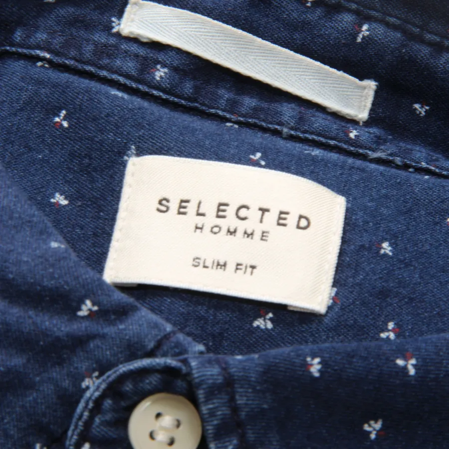 6490AR camicia uomo SELECTED HOMME man SLIM shirt blue